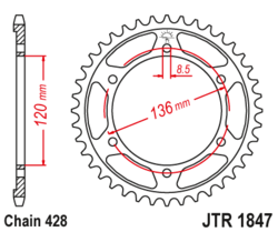 Zębatka tylna 57Z JTR1847.57