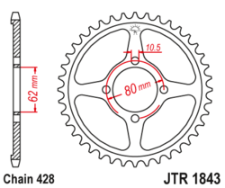 Zębatka tylna 54Z JTR1843.54 Yamaha TT-R 125 00-16