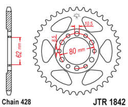 Zębatka tylna 37Z JTR1842.37 Yamaha DT 125 74-75 DT 175 74-77