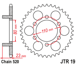Zębatka tylna 36Z JTR19.36 Aprilia AF1 125 88-95