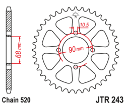 Zębatka tylna 42Z JTR243.42 Honda MTX 200 83-88