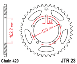 Zębatka tylna 47Z JTR23.47 Aprilia RS 50 99-05 Tuono 50 04