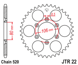 Zębatka tylna 49Z JTR22.49 Aprilia RX 125 90-13 Tuareg Rally 125 85-92