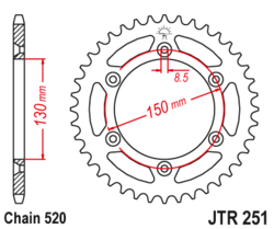 Zębatka tylna 50Z JTR251.50 Yamaha WR 250 426 450 YZ 250 450