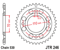 Zębatka tylna 37Z JTR246.37 Honda CB 400 77-81
