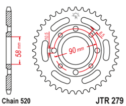 Zębatka tylna 35Z JTR279.35 Honda CB 175 200 CBX 250 NSR 125