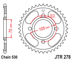 Zębatka tylna 37Z JTR278.37 Honda CJ 250 T 76-79