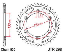 Zębatka tylna 40Z JTR298.40 Honda NS 400 85-87 VFR 400 85-87