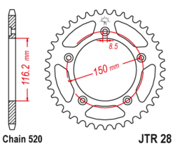 Zębatka tylna 42Z JTR28.42 Aprilia RS 250 95-02