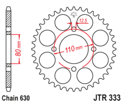 Zębatka tylna 38Z JTR333.38 Honda CB 750 K 79-82