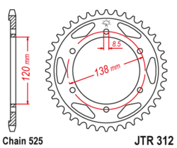 Zębatka tylna 38Z JTR312.38 Honda RVF 400 R 94-96