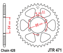 Zębatka tylna 45Z JTR471.45 Kawasaki KE 175 79-81