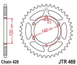 Zębatka tylna 44Z JTR469.44 Kawasaki KE 175 79-81