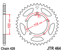 Zębatka tylna 49Z JTR464.49 Kawasaki KX 80 83-00