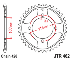 Zębatka tylna 50Z JTR462.50 Kawasaki KX 80 98-00 KX 85 09-17