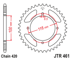 Zębatka tylna 54Z JTR461.54 Kawasaki KX 100 91-97 KX 80 86-96