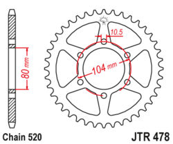 Zębatka tylna 38Z JTR478.38 Kawasaki GPZ 550 (ZX 550) 84-89 Z 400 85-87