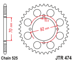 Zębatka tylna 48Z JTR474.48 Kawasaki S1 Mach 73-75 KH 250 76-82
