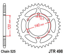 Zębatka tylna 38Z JTR498.38 Kawasaki ZR-7F (ZR 750) 99-04 ZR-7S (ZR 750) 01-04