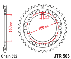 Zębatka tylna 45Z JTR503.45 Kawasaki ZX 1000 (ZX-10) 88-90