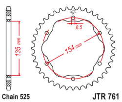 Zębatka tylna 39Z JTR761.39 Ducati Panigale 1199 12-14 Panigale 1299 15