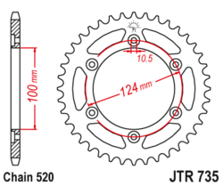 Zębatka tylna 42Z JTR735.42 Ducati Monster 800 03-04