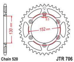 Zębatka tylna 48Z JTR706.48 Aprilia RXV 450 06-15 RXV 550 06-13