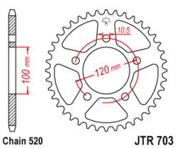 Zębatka tylna 44Z JTR703.44 Aprilia Pegaso 650 05-10