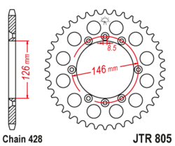 Zębatka tylna 50Z JTR805.50 Suzuki DR 125 08-13 TS 125 84-96