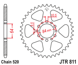 Zębatka tylna 46Z JTR811.46 Suzuki DR 200 86-91 