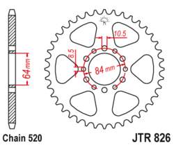 Zębatka tylna 47Z JTR826.47 Suzuki GSX 250 82-83