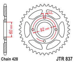 Zębatka tylna 39Z JTR837.39 Yamaha RD 125 75-79 Yamaha RD 200 78-80