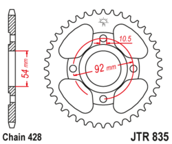 Zębatka tylna 45Z JTR835.45 Yamaha TZR 125 88-97 RD 125 85-87