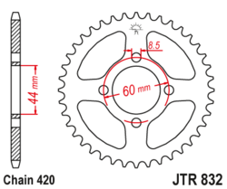 Zębatka tylna 44Z JTR832.44 Yamaha FS1 DX 78-90
