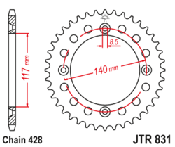 Zębatka tylna 48Z JTR831.48 Yamaha YZ 80 85