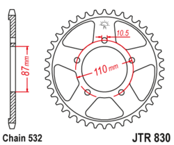 Zębatka tylna 46Z JTR830.46 Suzuki GSX-R 1100 86-88