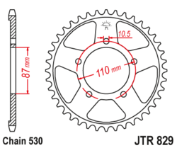 Zębatka tylna 42Z JTR829.42 Suzuki RF 600 93-96 GSX-R 750 85-87