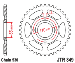Zębatka tylna 38Z JTR849.38 Yamaha RD 250 74-79 RD 400 76-78