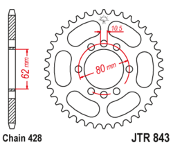 Zębatka tylna 49Z JTR843.49 Yamaha DT 80 125 175 TT-R 125