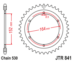 Zębatka tylna 42Z JTR841.42 Yamaha SR 500 79-91