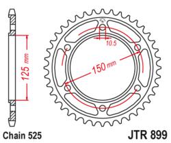 Zębatka tylna 45Z JTR899.45 KTM Super Enduro 950 R 06-08