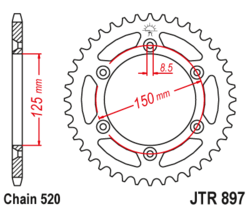 Zębatka tylna 48Z JTR897.48 KTM EXC 300 SX 250 SX-F 250 450 SMR 450