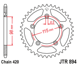 Zębatka tylna 46Z JTR894.46 KTM SX 60 98-00 SX 65 99-02