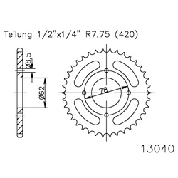 Zębatka tylna 37Z Suzuki LT-A 50 02-16 Kawasaki KFX 50 03-05