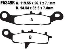 Klocki hamulcowe prawy przód FA349R Kawasaki KVF 650 KFX 450 700