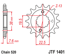 Zębatka przód 15Z JTF1401.15