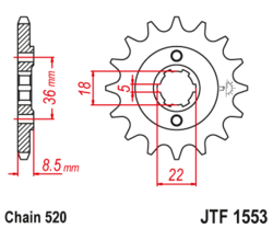 Zębatka przód 15Z JTF1553.15 Yamaha XT 250 85-87