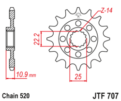 Zębatka przód 16Z JTF707.16