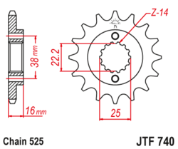 Zębatka przód 16Z JTF740.16