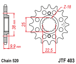Zębatka przód 13Z JTF403.13